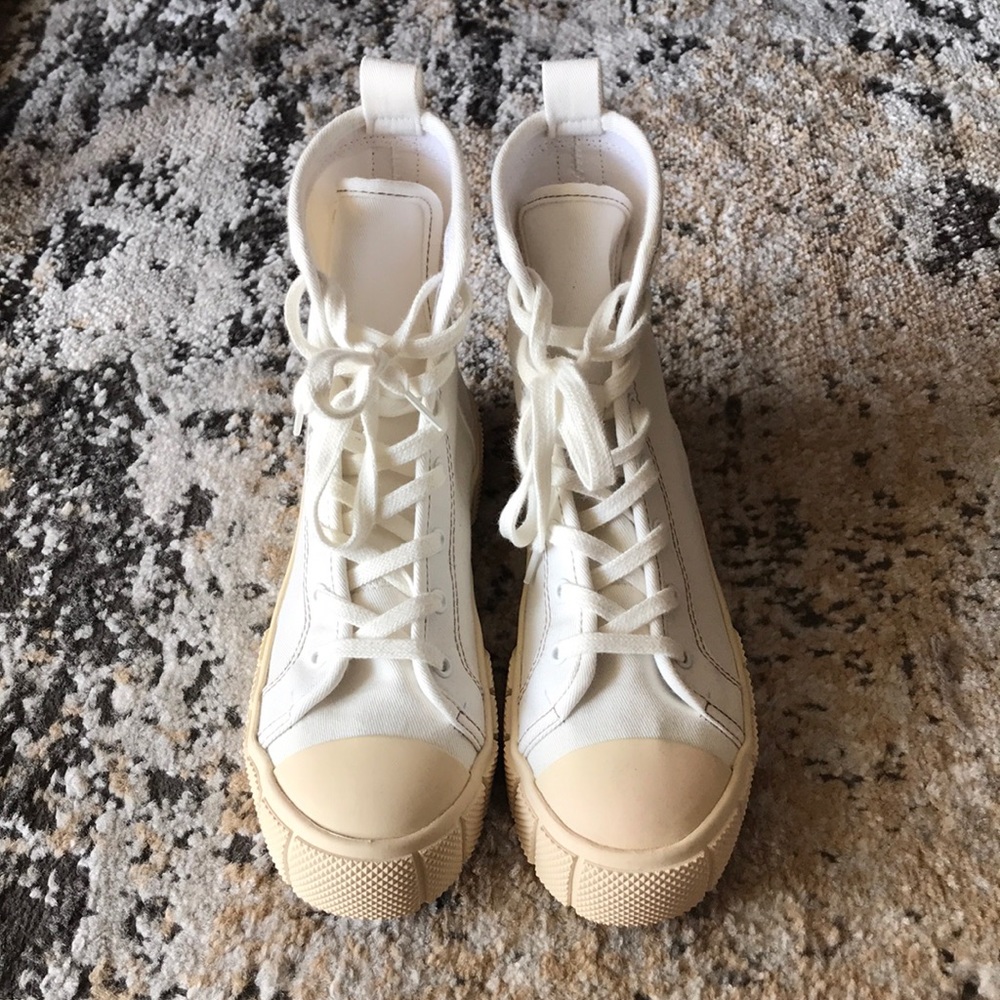 Zara white and creme high top shoes
